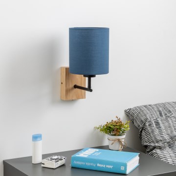 Brilagi - Nástenná lampa NUBILA WOOD 1xE27/25W/230V dub/tmavomodrá
