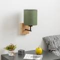 Brilagi - Nástenná lampa NUBILA WOOD 1xE27/25W/230V dub/zelená