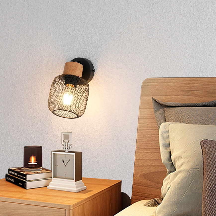 Brilagi - Nástenné bodové svietidlo BASKLITE 1xE27/15W/230V drevo/čierna