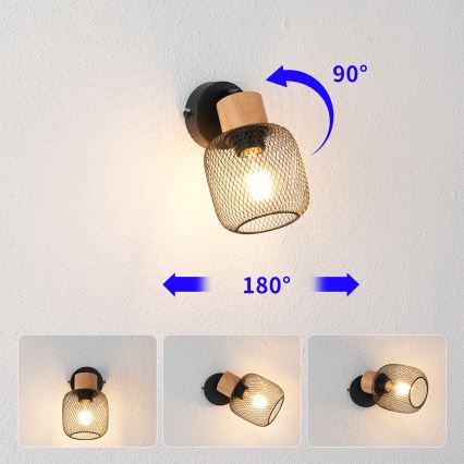 Brilagi - Nástenné bodové svietidlo BASKLITE 1xE27/15W/230V kaučukovník/čierna