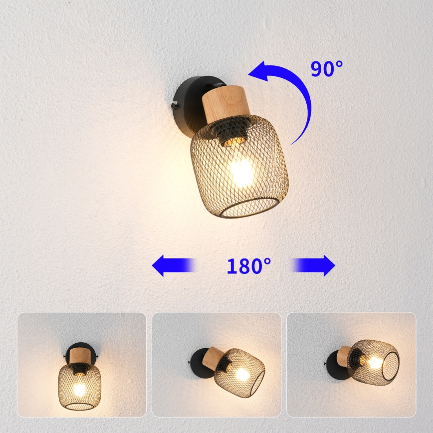 Brilagi - Nástenné bodové svietidlo BASKLITE 1xE27/15W/230V kaučukovník/čierna