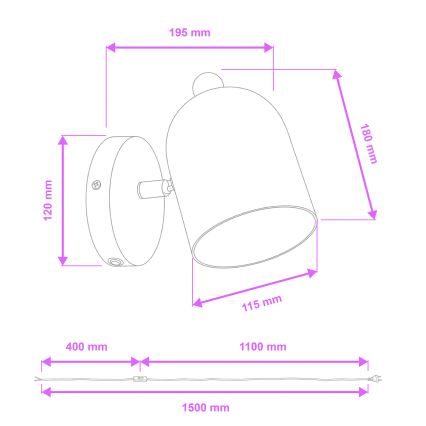 Brilagi - Nástenné bodové svietidlo GALLION 1xE27/15W/230V modrá