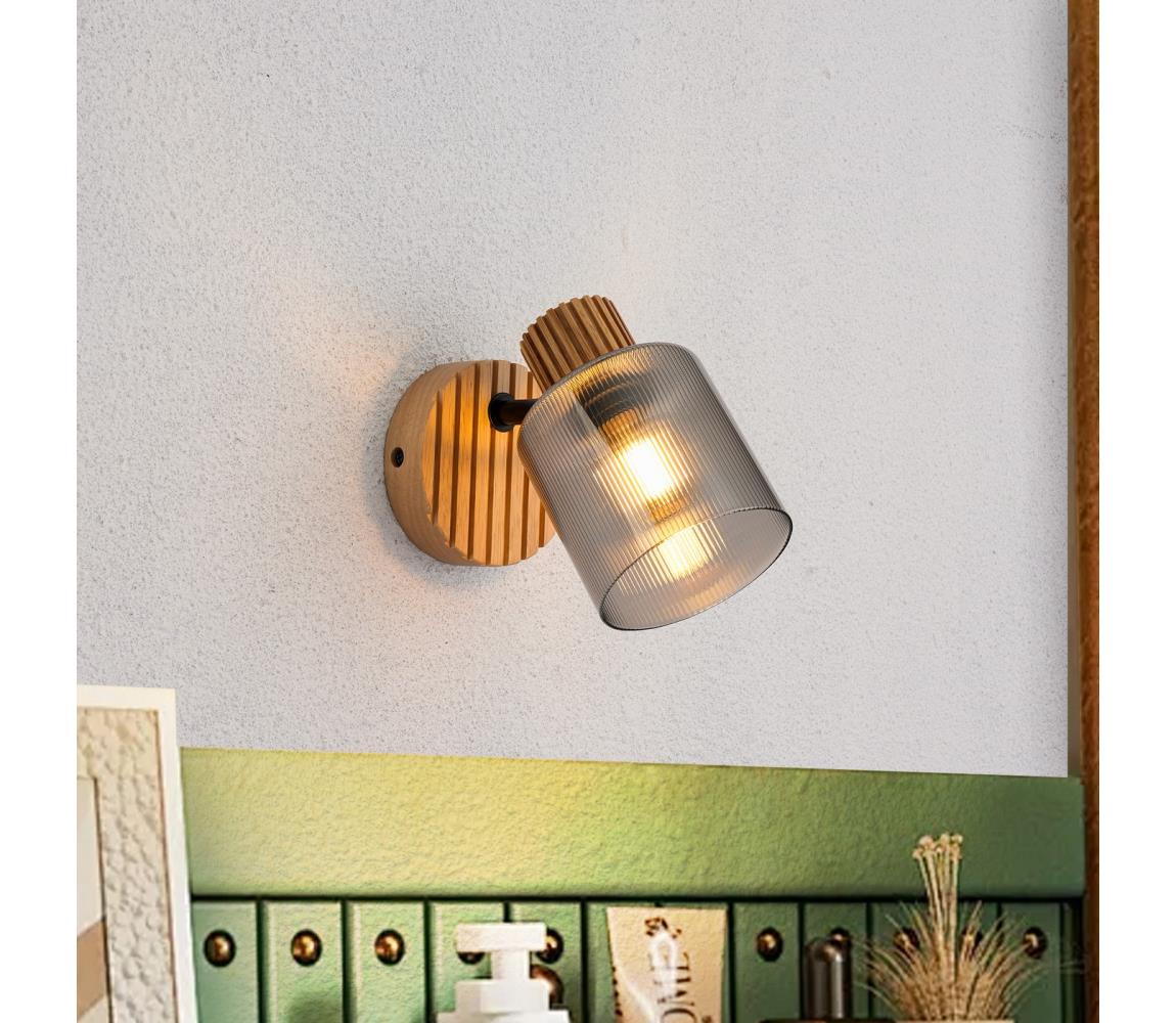 Brilagi - Nástenné bodové svietidlo HYGGE 1xE14/15W/230V drevené/dymové BRI398