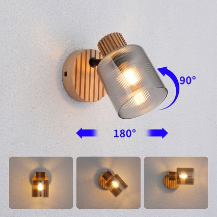 Brilagi - Nástenné bodové svietidlo HYGGE 1xE14/15W/230V drevené/dymové