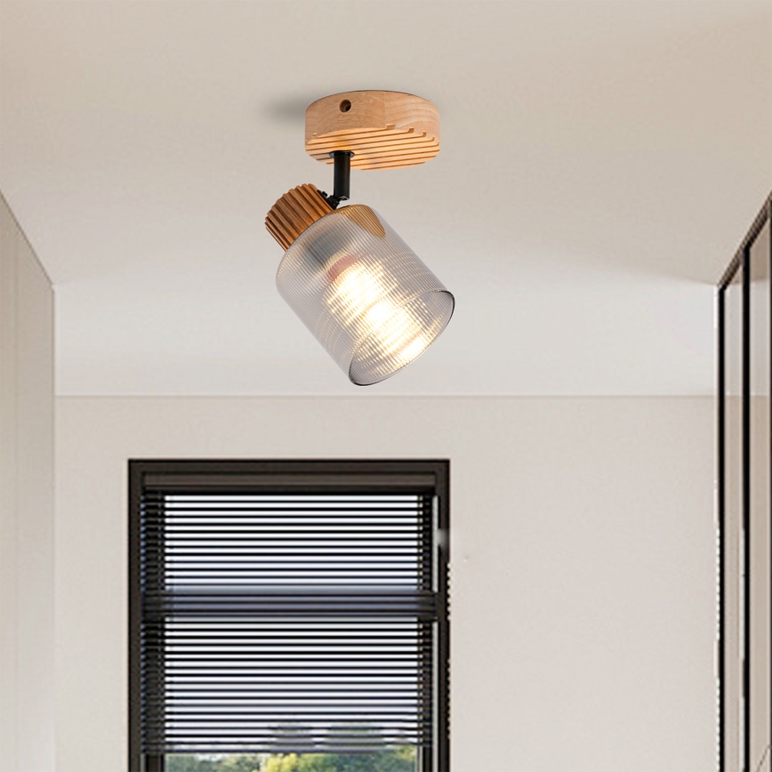 Brilagi - Nástenné bodové svietidlo HYGGE 1xE14/15W/230V drevené/dymové