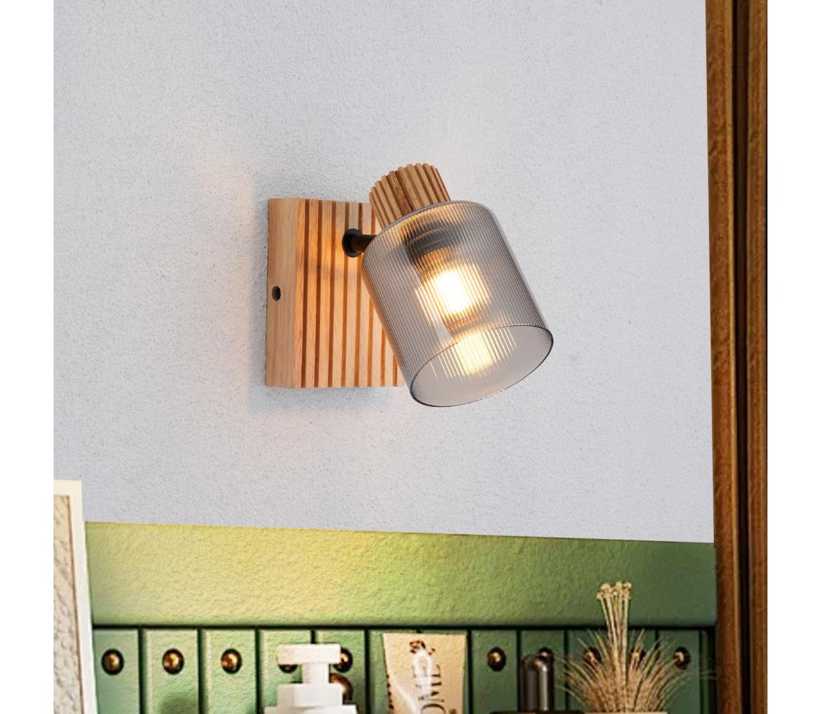 Brilagi - Nástenné bodové svietidlo HYGGE 1xE14/15W/230V drevené/dymové BRI438