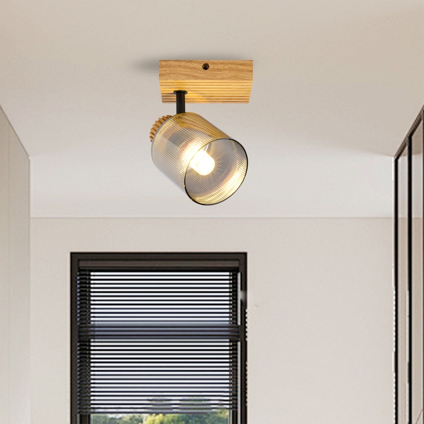 Brilagi - Nástenné bodové svietidlo HYGGE 1xE14/15W/230V drevené/dymové