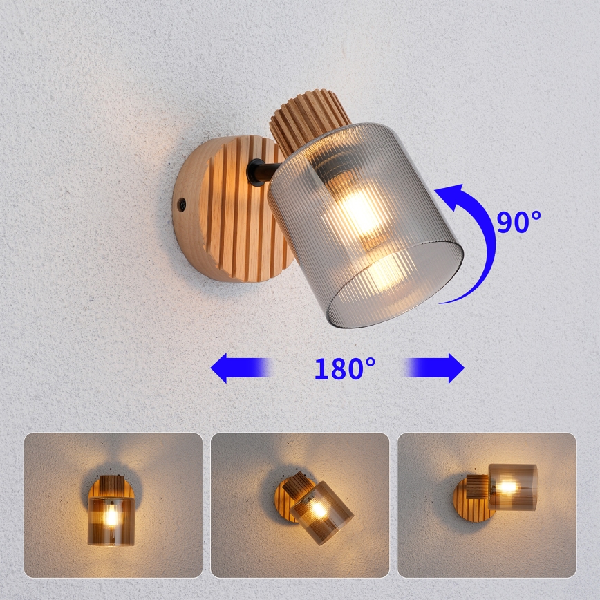 Brilagi - Nástenné bodové svietidlo HYGGE 1xE14/15W/230V kaučukovník/dymové