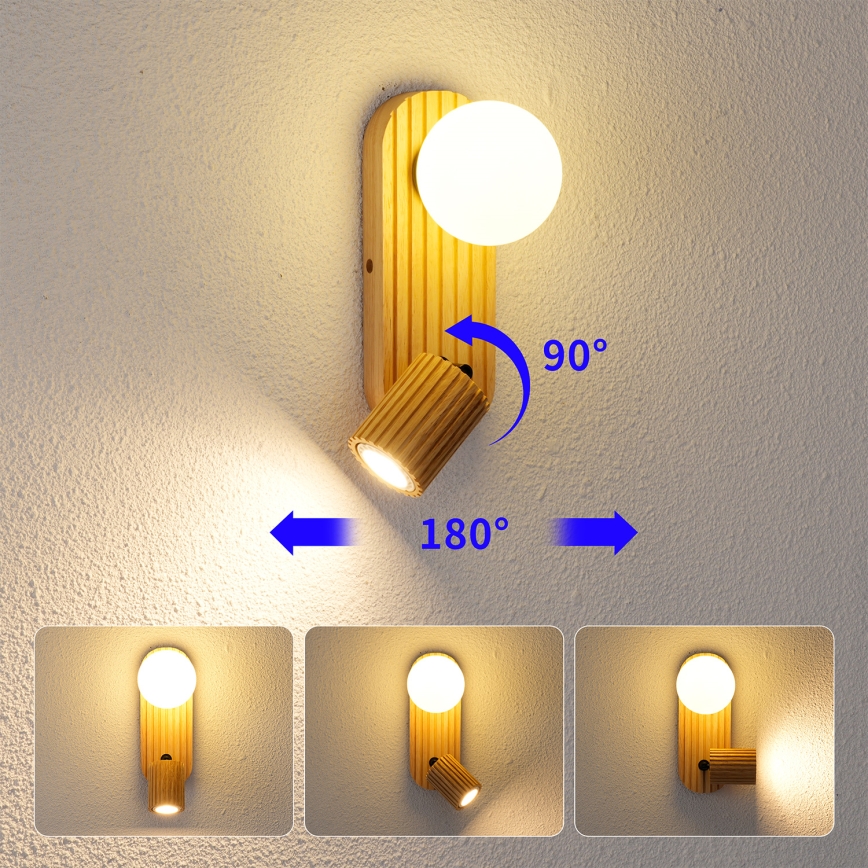 Brilagi - Nástenné bodové svietidlo MODERN WOOD 1xG9/5W/230V + 1xGU10/8W drevo