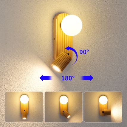 Brilagi - Nástenné bodové svietidlo MODERN WOOD 1xG9/5W/230V + 1xGU10/8W kaučukovníkové drevo