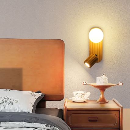 Brilagi - Nástenné bodové svietidlo MODERN WOOD 1xG9/5W/230V + 1xGU10/8W kaučukovníkové drevo