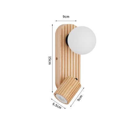 Brilagi - Nástenné bodové svietidlo MODERN WOOD 1xG9/5W/230V + 1xGU10/8W kaučukovníkové drevo