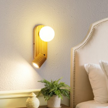 Brilagi - Nástenné bodové svietidlo MODERN WOOD 1xG9/5W/230V + 1xGU10/8W kaučukovníkové drevo