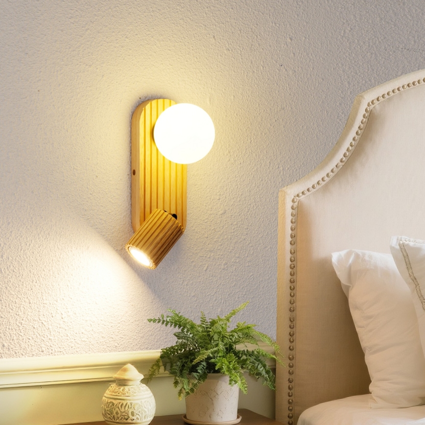 Brilagi - Nástenné bodové svietidlo MODERN WOOD 1xG9/5W/230V + 1xGU10/8W kaučukovníkové drevo