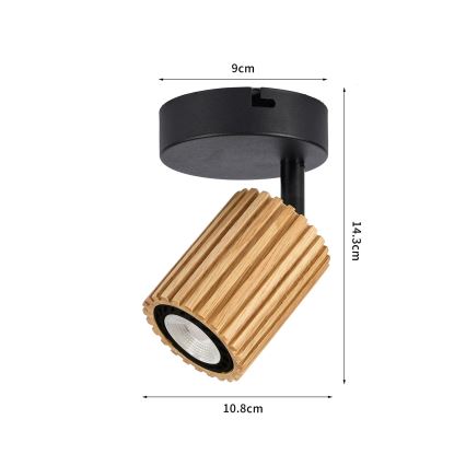 Brilagi - Nástenné bodové svietidlo MODERN WOOD 1xGU10/8W/230V drevo/čierna