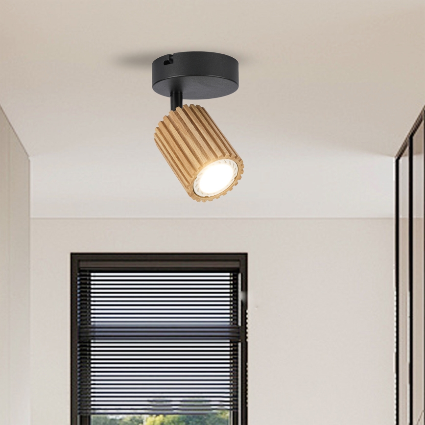 Brilagi - Nástenné bodové svietidlo MODERN WOOD 1xGU10/8W/230V kaučukovník/čierna