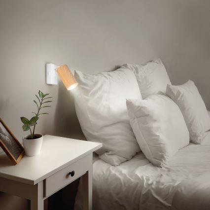 Brilagi - Nástenné bodové svietidlo SELE 1xGU10/30W/230V biela/dekor duba