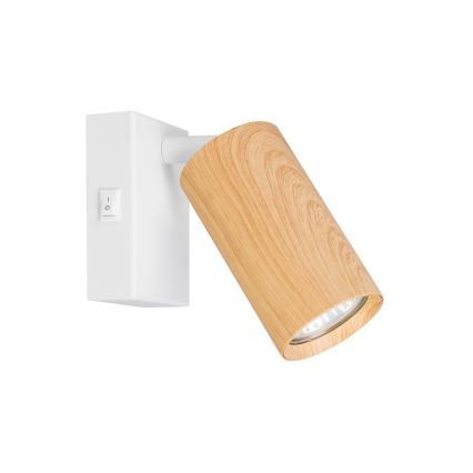 Brilagi - Nástenné bodové svietidlo s vypínačom SELE 1xGU10/30W/230V biela/dubový dekor