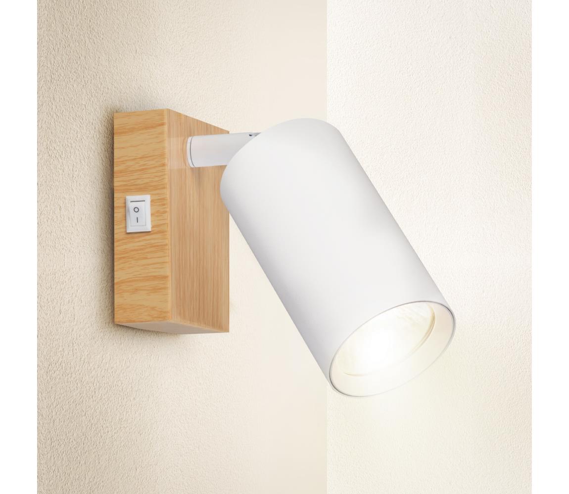 Brilagi - Nástenné bodové svietidlo SELE 1xGU10/30W/230V biele/dubový dekor WO-SELEWL-WH-WD02-OEM