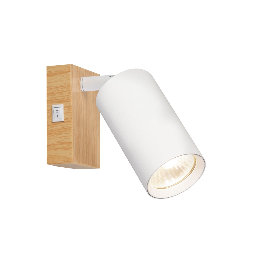 Brilagi - Nástenné bodové svietidlo s vypínačom SELE 1xGU10/30W/230V biela/dubový dekor