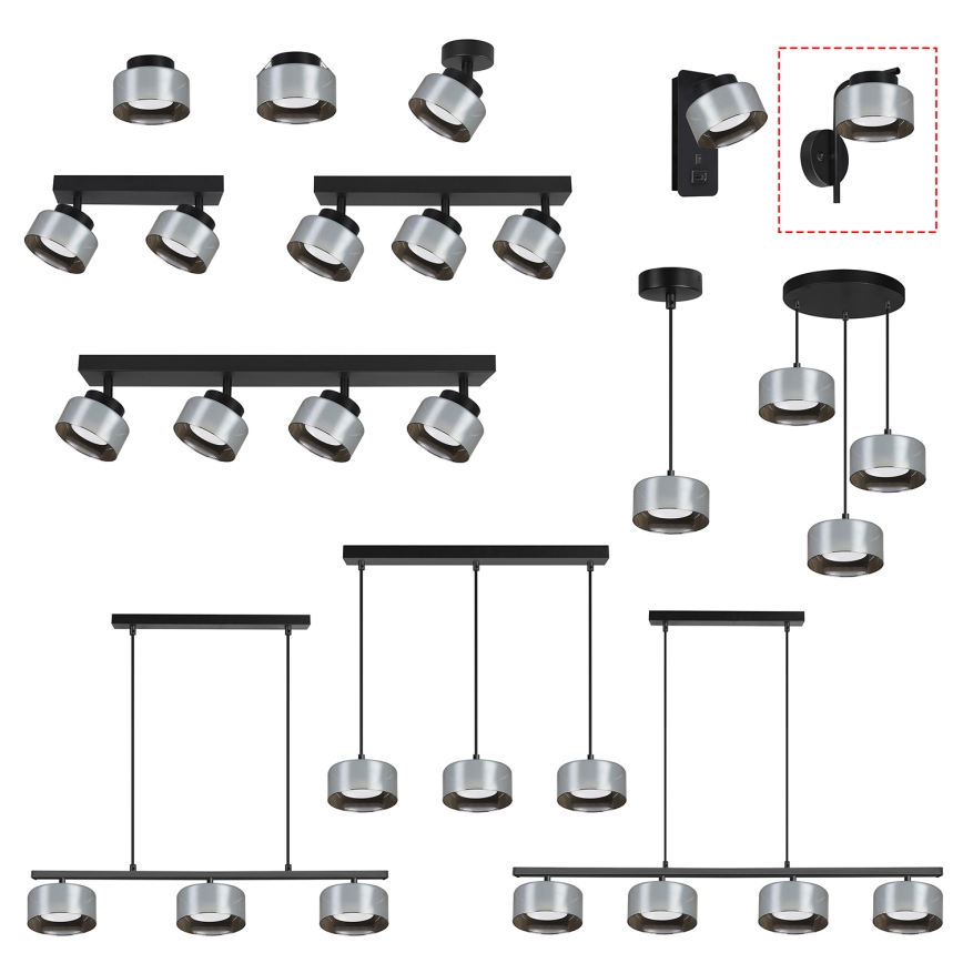 Brilagi - Nástenné svietidlo AURA LUX 1xGX53/30W/230V čierna/dymová