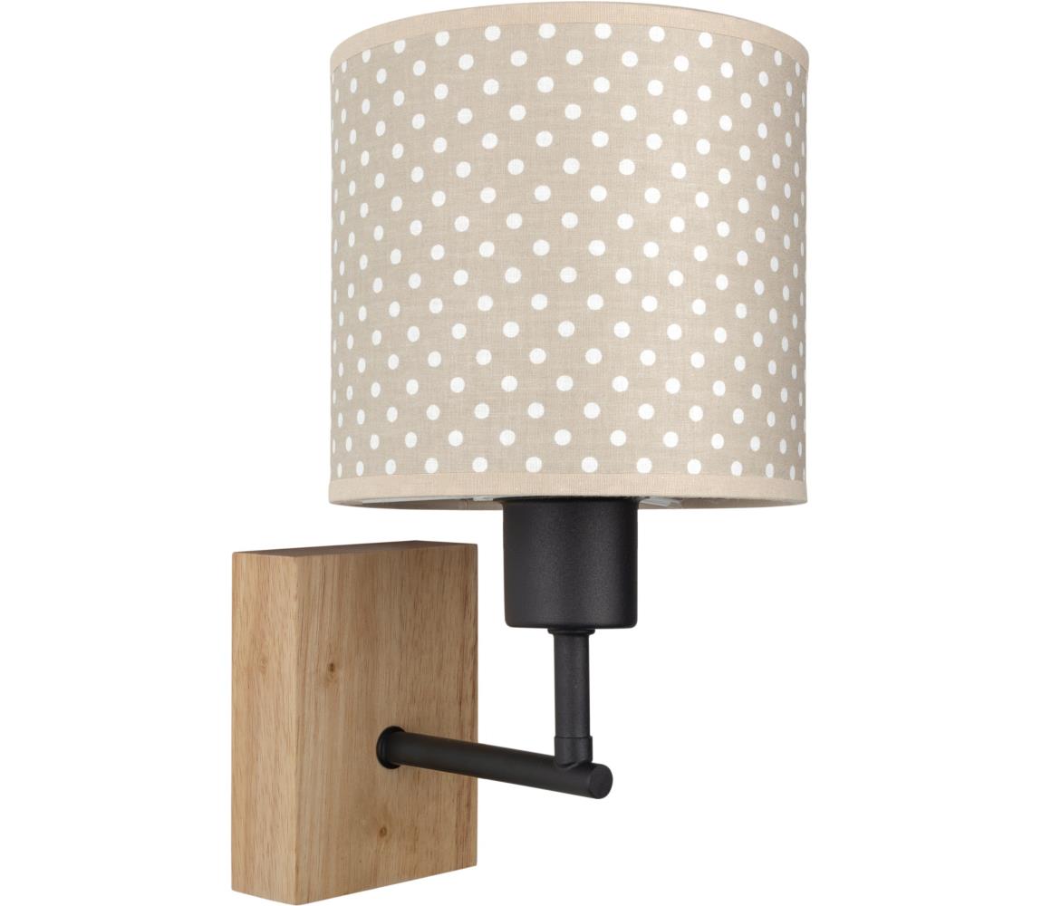 Brilagi - Nástenné svietidlo BOBO WOOD 1xE27/25W/230V dub/čierna/béžová/bodky BG1561+BG5581