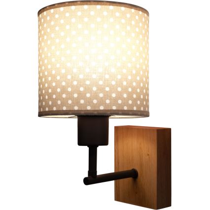Brilagi - Detská nástenná lampa BOBO WOOD 1xE27/25W/230V dub/čierna/béžová/bodky