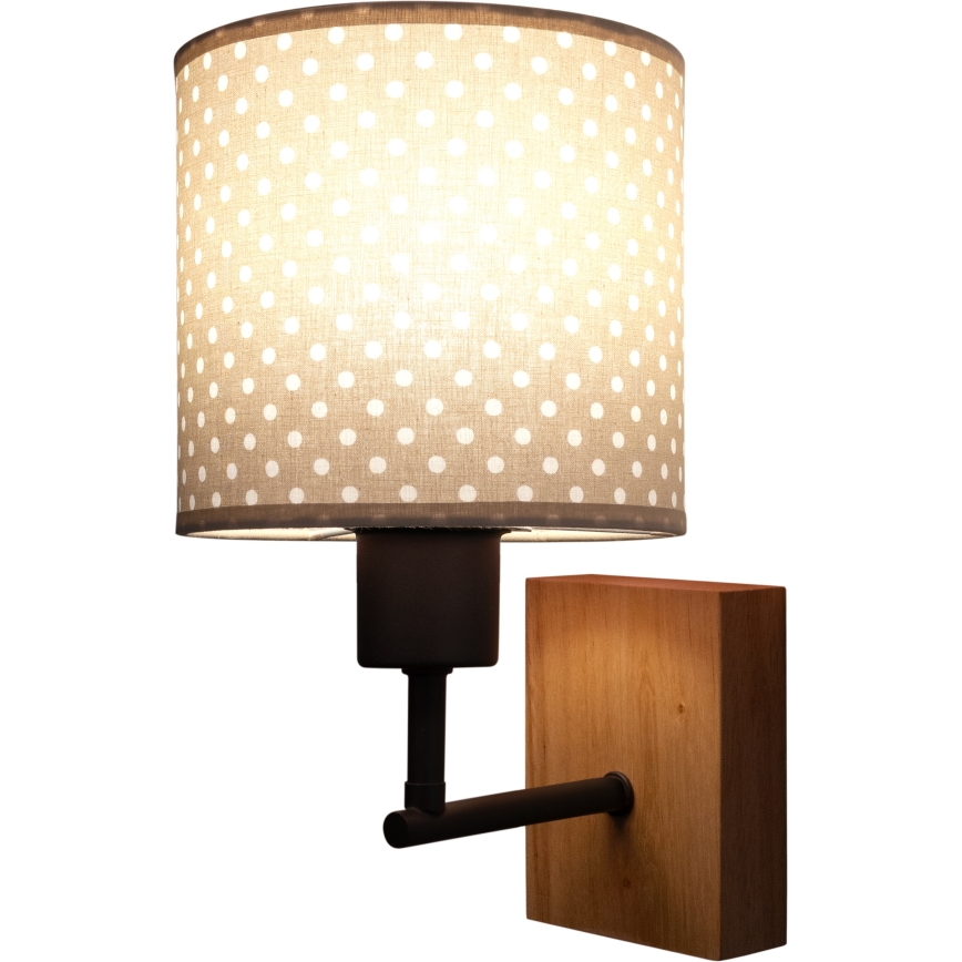 Brilagi - Detská nástenná lampa BOBO WOOD 1xE27/25W/230V dub/čierna/béžová/bodky