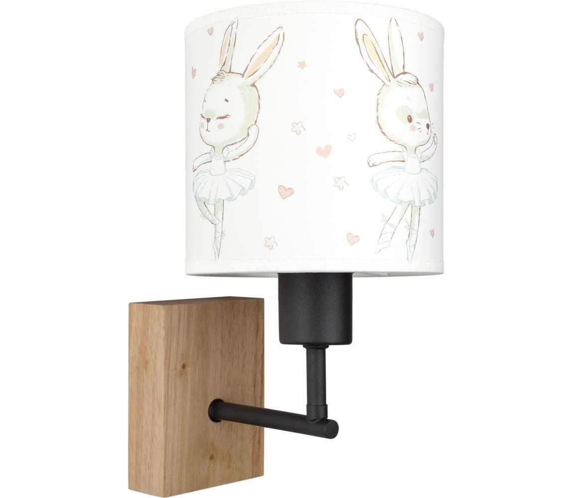 Brilagi - Nástenné svietidlo BOBO WOOD 1xE27/25W/230V dub/čierna/biela/zajačiky BG1561+BG5580
