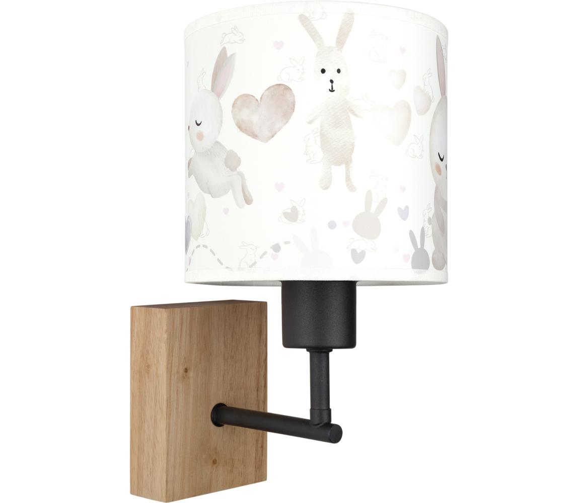 Brilagi - Nástenné svietidlo BOBO WOOD 1xE27/25W/230V dub/čierna/biela/zajačiky BG1561+BG5584