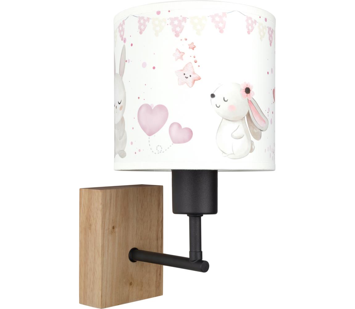 Brilagi - Nástenné svietidlo BOBO WOOD 1xE27/25W/230V dub/čierna/krémová/králičky BG1561+BG5589