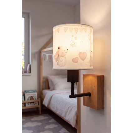 Brilagi - Detské nástenné svietidlo BOBO WOOD 1xE27/25W/230V dub/čierna/krémová/zajačiky