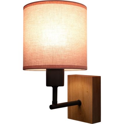 Brilagi - Detská nástenná lampa BOBO WOOD 1xE27/25W/230V dub/čierna/ružová