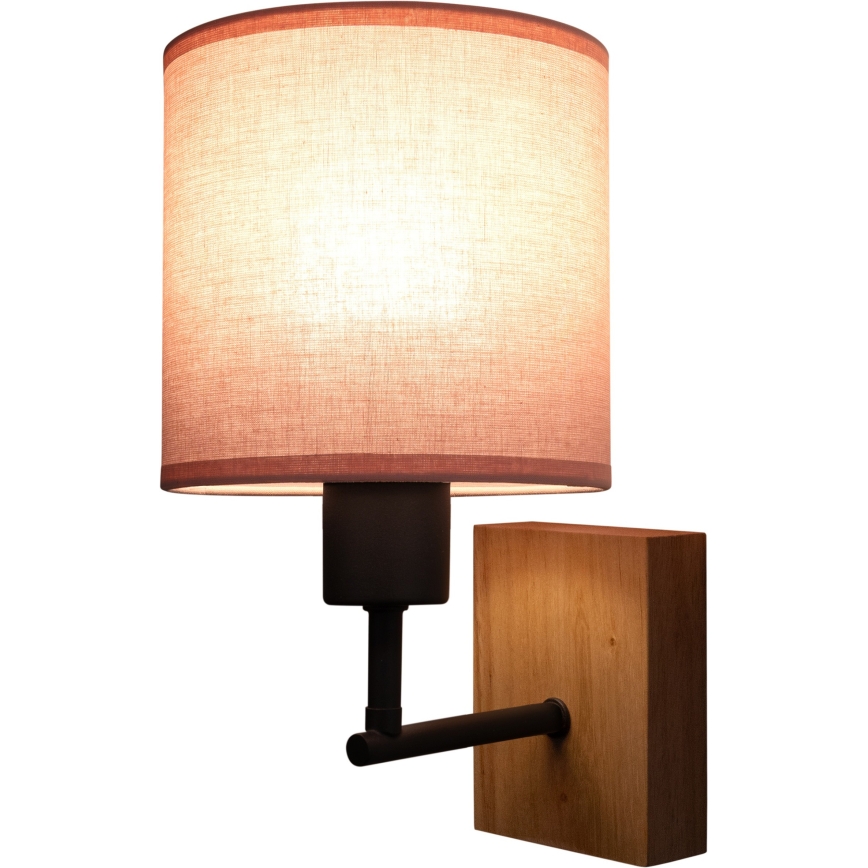Brilagi - Detská nástenná lampa BOBO WOOD 1xE27/25W/230V dub/čierna/ružová