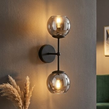 Brilagi - Nástenné svietidlo DIOR 2xE27/60W/230V čierna/dymovo-šedá