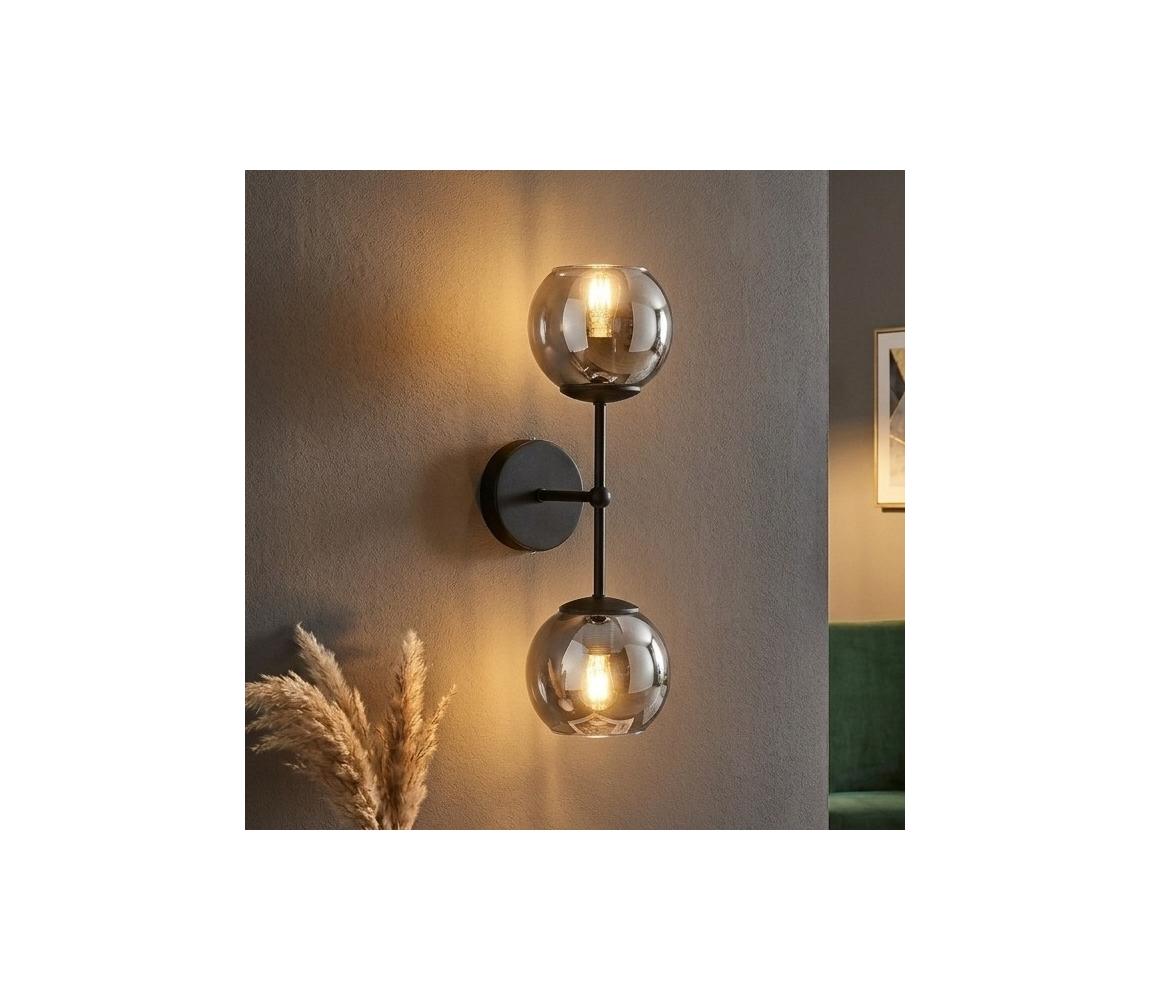 Brilagi - Nástenné svietidlo DIOR 2xE27/60W/230V čierna/dymovo-šedá 59-027B