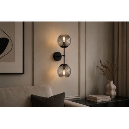 Brilagi - Nástenné svietidlo DIOR 2xE27/60W/230V čierna/dymovo-šedá