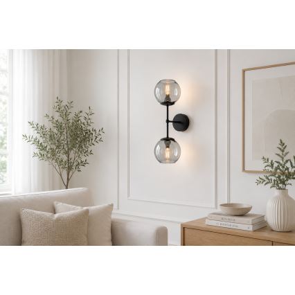Brilagi - Nástenné svietidlo DIOR 2xE27/60W/230V čierna/dymovo-šedá