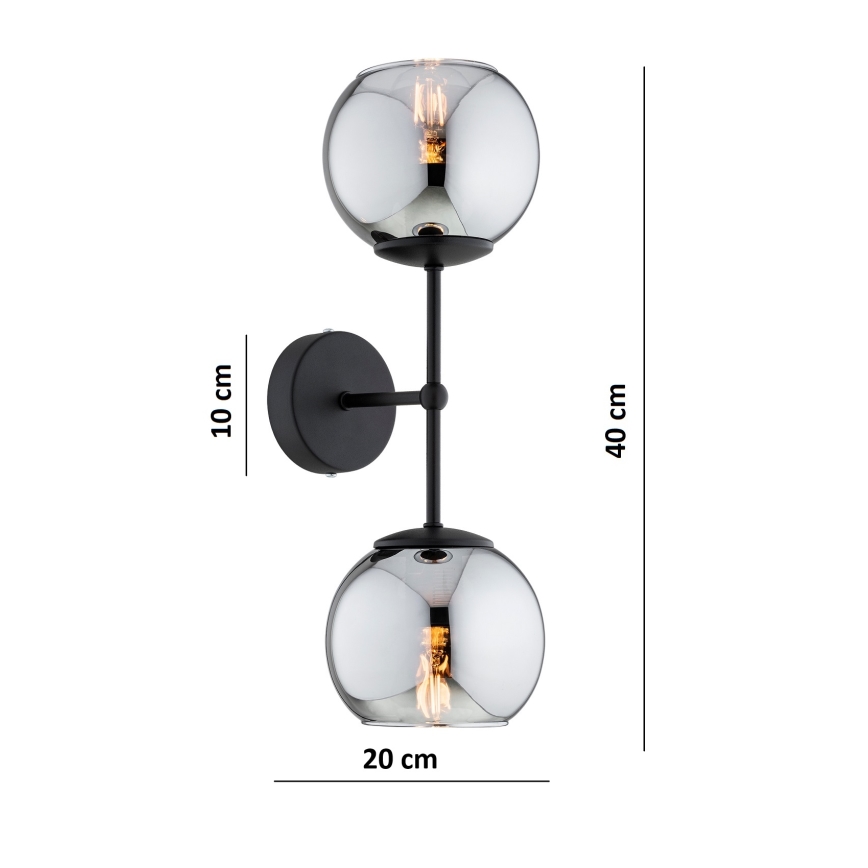 Brilagi - Nástenné svietidlo DIOR 2xE27/60W/230V čierna/dymovo-šedá