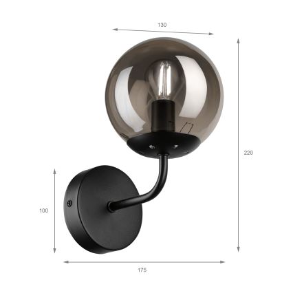 Brilagi - Nástenné svietidlo MALIVA 1xE14/15W/230V čierne/dymové