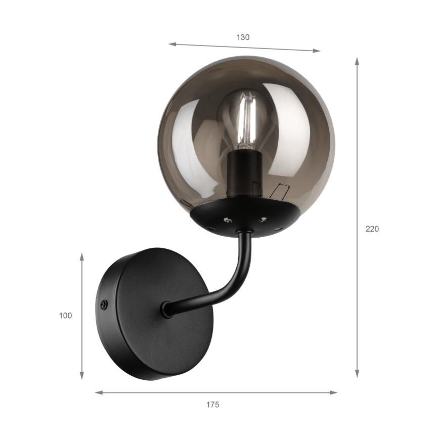 Brilagi - Nástenné svietidlo MALIVA 1xE14/15W/230V čierne/dymové