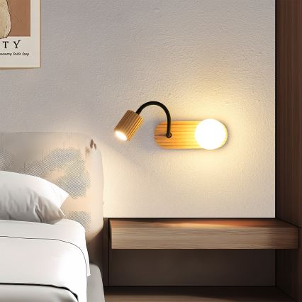 Brilagi - Nástenné svietidlo MODERN WOOD 1xG9/5W/230V + 1xGU10/8W kaučukovník