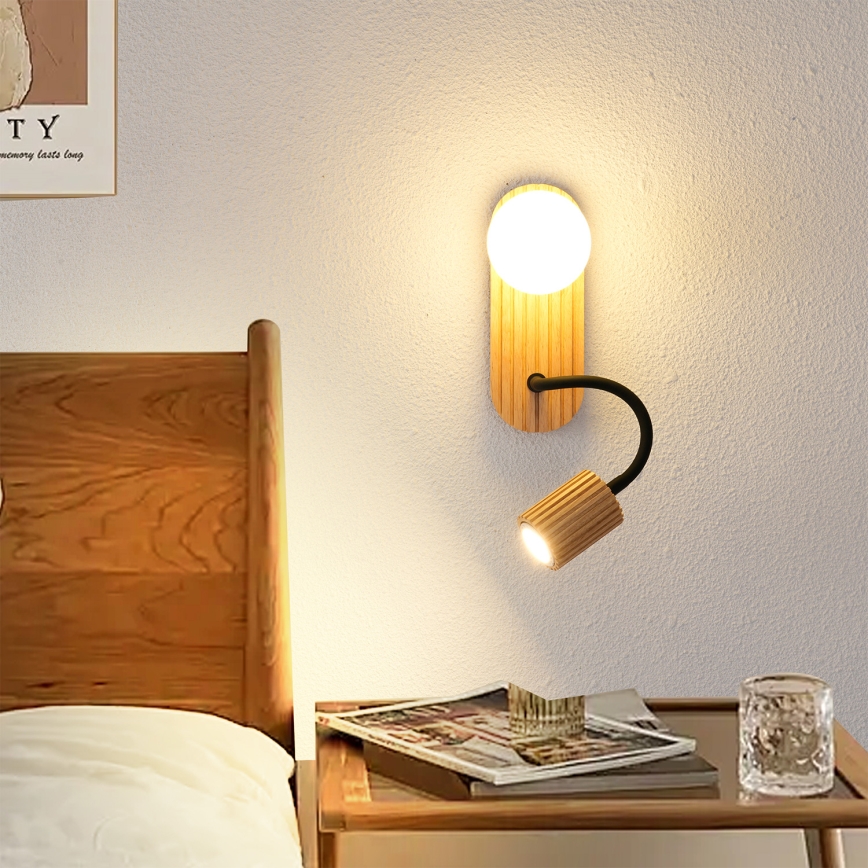 Brilagi - Nástenné svietidlo MODERN WOOD 1xG9/5W/230V + 1xGU10/8W kaučukovník