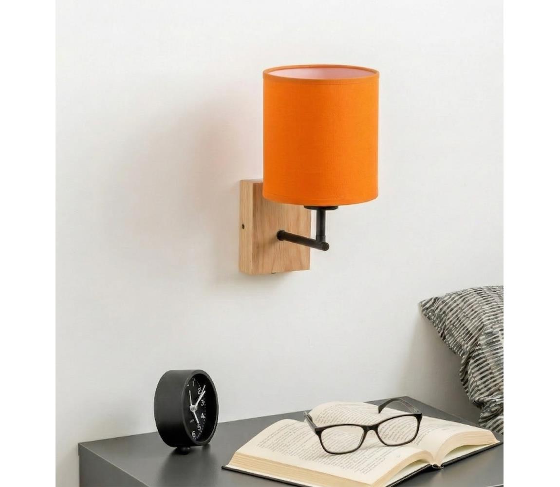 Brilagi - Nástenné svietidlo NUBILA WOOD 1xE27/25W/230V dub/čierna/oranžová BG1561+BG2453
