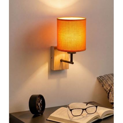 Brilagi - Nástenné svietidlo NUBILA WOOD 1xE27/25W/230V dub/čierna/oranžová