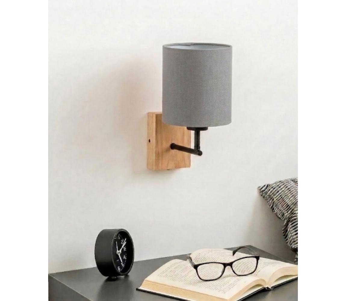 Brilagi - Nástenné svietidlo NUBILA WOOD 1xE27/25W/230V dub/čierna/sv. sivá BG1561+BG2454