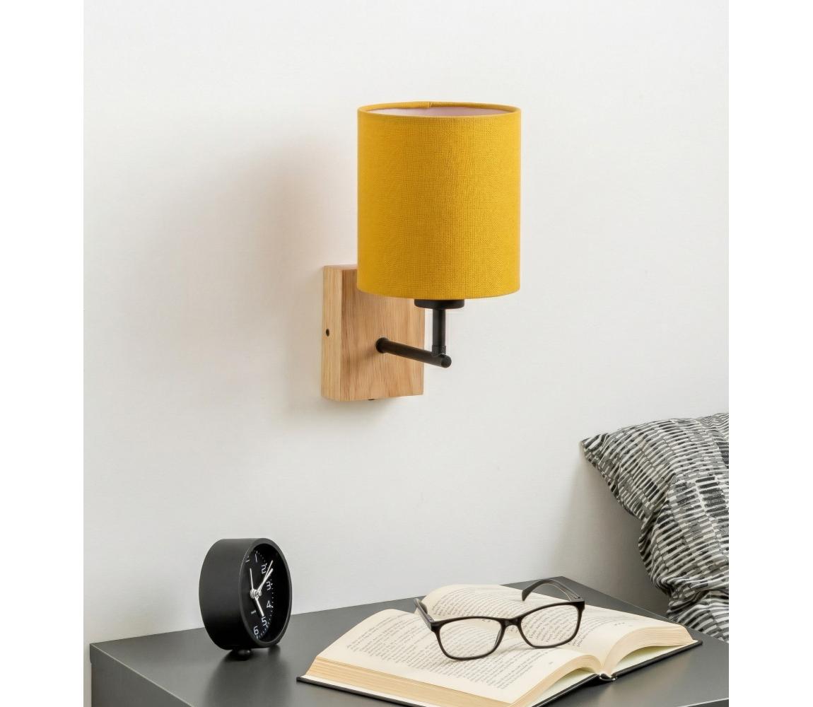 Brilagi - Nástenné svietidlo NUBILA WOOD 1xE27/25W/230V dub/čierna/žltá BG1561+BG2452