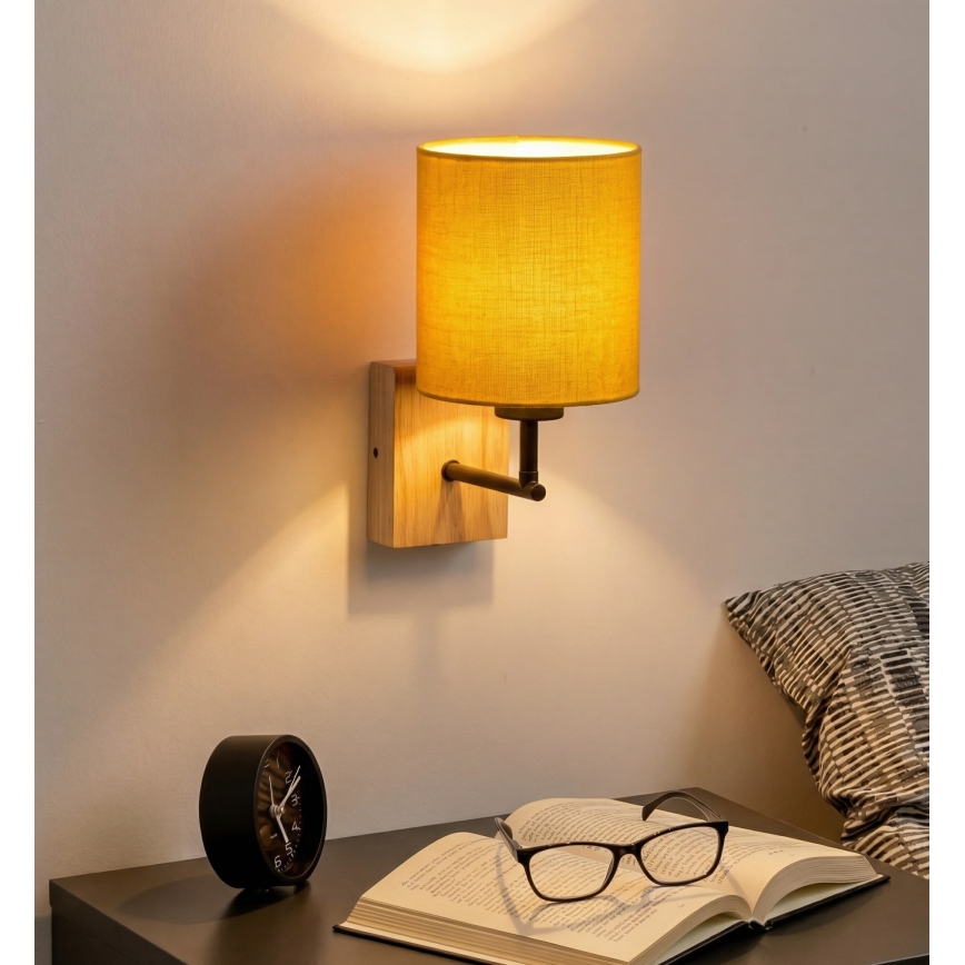 Brilagi - Nástenné svietidlo NUBILA WOOD 1xE27/25W/230V dub/čierna/žltá