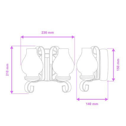 Brilagi - Nástenné svietidlo ROATA APLICA 2xE14/40W/230V buk/orech