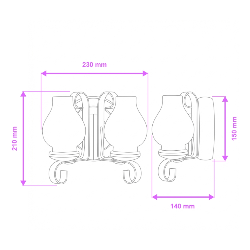 Brilagi - Nástenné svietidlo ROATA APLICA 2xE14/40W/230V buk/orech